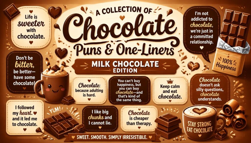 Chocolate Puns One Liners 🍬 Milk Chocolate Edition
